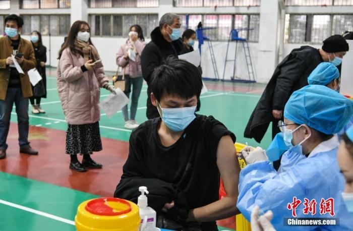 資料圖：安徽農(nóng)業(yè)大學(xué)學(xué)生在校園新冠疫苗接種點接種疫苗。 <a target='_blank' href='/'>中新社</a>記者 韓蘇原 攝