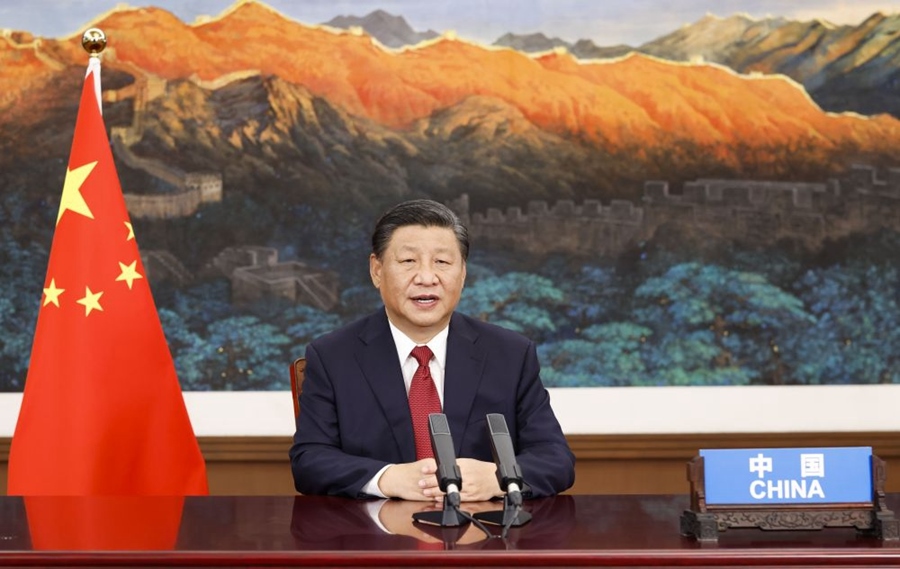 2021年9月21日，國(guó)家主席習(xí)近平在北京以視頻方式出席第七十六屆聯(lián)合國(guó)大會(huì)一般性辯論并發(fā)表題為《堅(jiān)定信心 共克時(shí)艱 共建更加美好的世界》的重要講話(huà)。