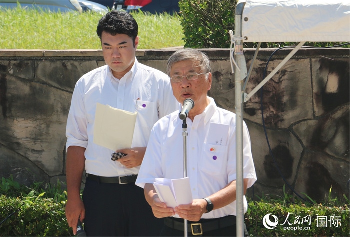 藤澤市市長鈴木恒夫在紀(jì)念儀式上致辭。人民網(wǎng) 許可攝