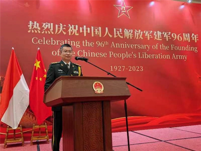 圖為徐勝武官致辭。中國駐印度尼西亞使館供圖