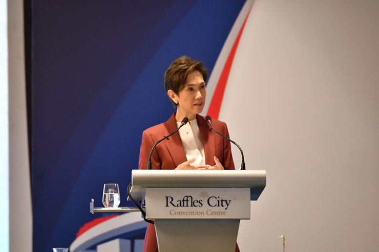 新加坡通訊及新聞部長(zhǎng)兼內(nèi)政部第二部長(zhǎng)楊莉明。新加坡南洋理工大學(xué)供圖