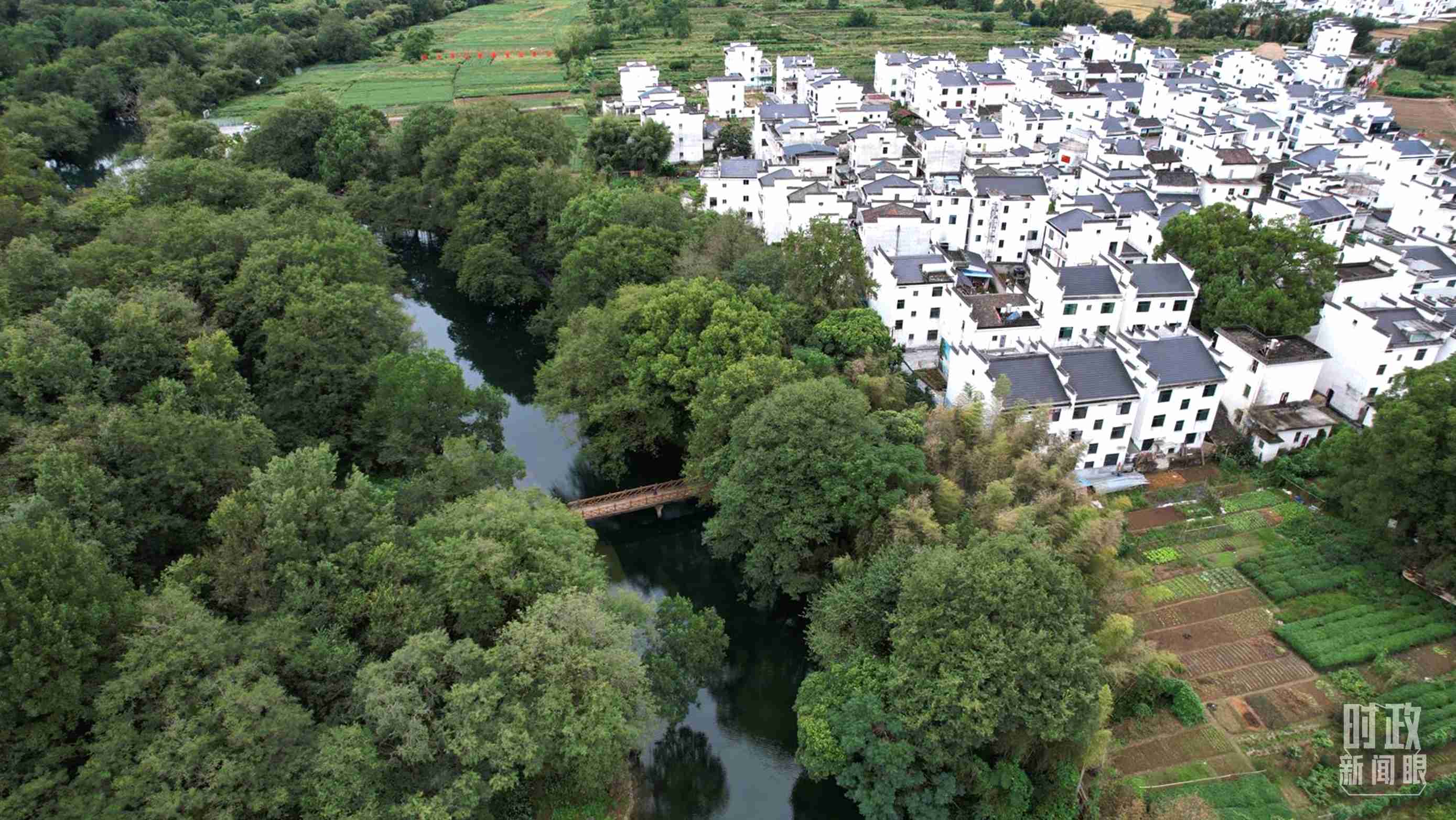 △位于饒河源國家濕地公園中心地帶的石門村。（總臺央視記者范凱拍攝）