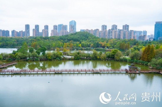 秋日時(shí)節(jié)，觀山湖公園景色美不勝收。人民網(wǎng) 陽(yáng)茜攝