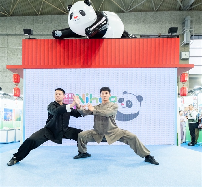 日本國際旅游博覽會(huì)期間中國展館的太極拳表演。圖片由中國駐東京旅游辦事處提供