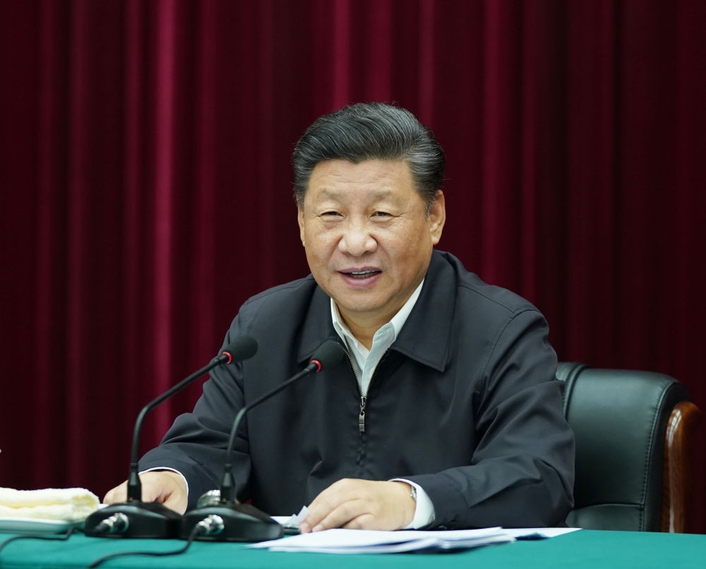 2019年9月18日上午，中共中央總書記、國家主席、中央軍委主席習近平在鄭州主持召開黃河流域生態(tài)保護和高質(zhì)量發(fā)展座談會并發(fā)表重要講話。新華社記者 謝環(huán)馳 攝