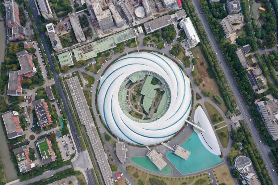 位于上海張江科學城的國家大科學裝置上海光源（2020年10月26日攝，無人機照片）。