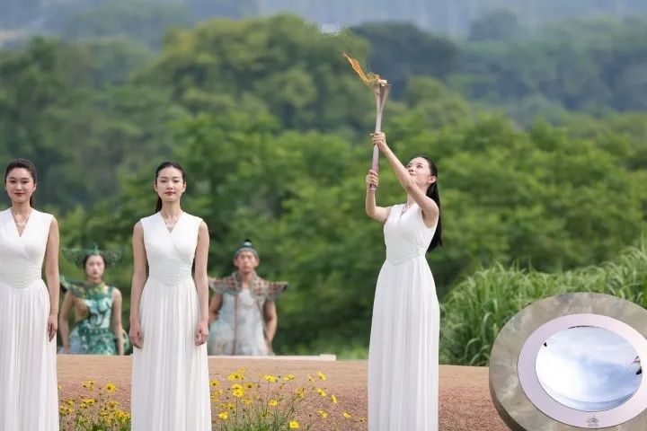 杭州亞運會火種在良渚成功采集。記者 呂之遙 攝
