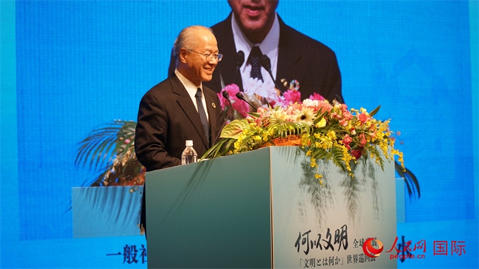 日本日中協(xié)會(huì)理事長瀨野清水致辭。人民網(wǎng) 蔣曉辰攝