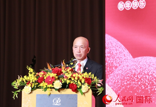 全華聯(lián)理事長(zhǎng)賀乃和致辭。人民網(wǎng) 許可攝