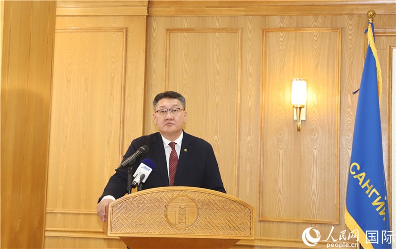扎布赫楞部長(zhǎng)致辭。人民網(wǎng)記者 霍文攝