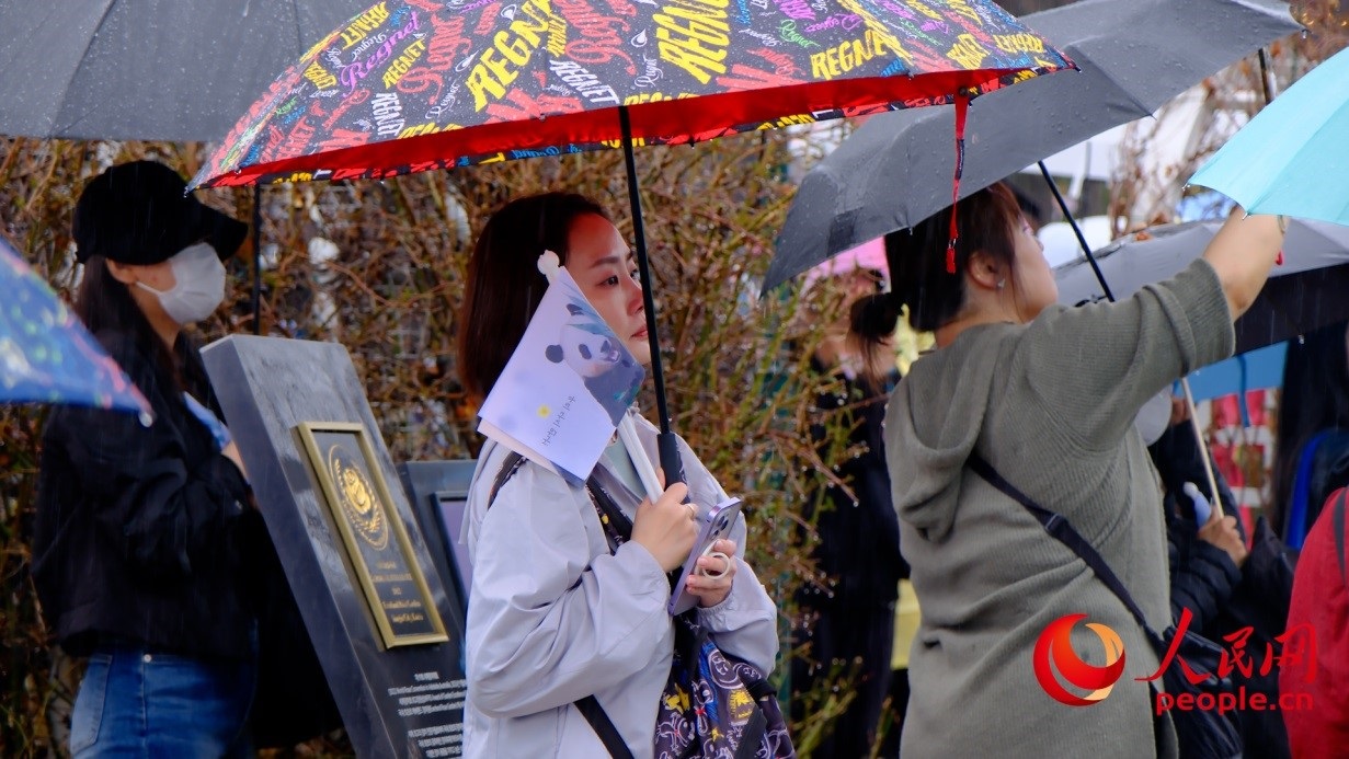 粉絲注視“福寶”車輛，滿眼不舍。 人民網(wǎng) 李帆攝