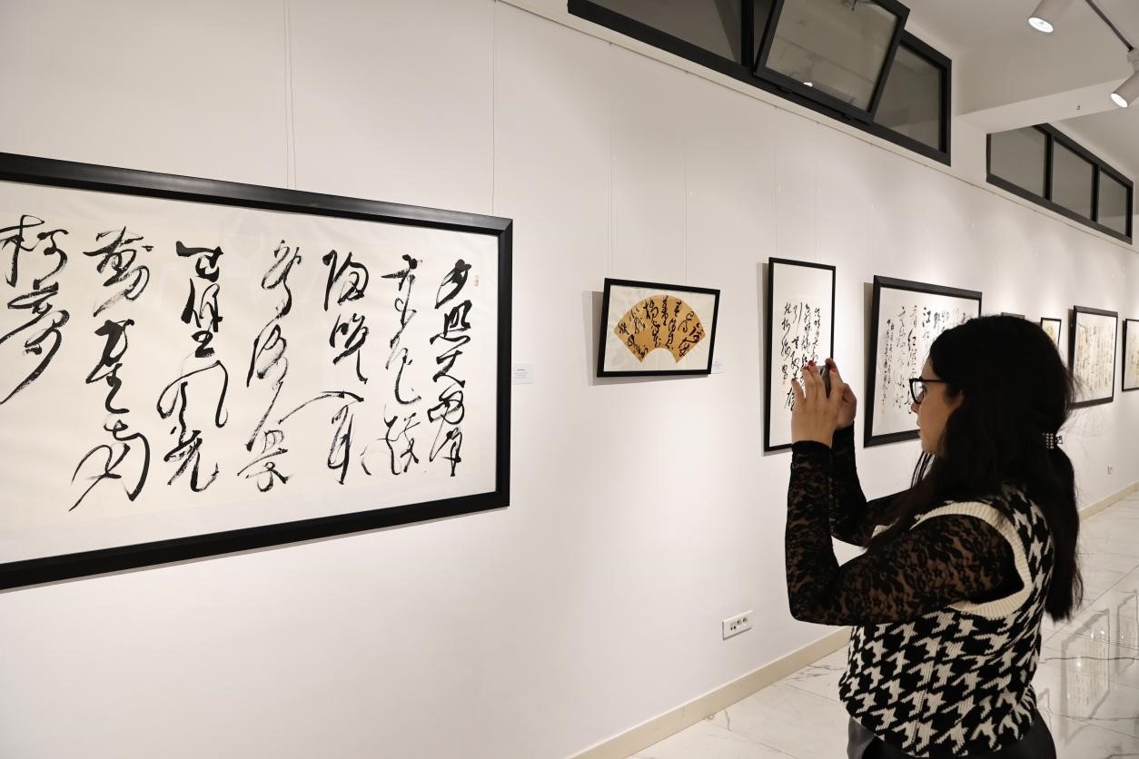 觀眾參觀書法展。拉巴特中國文化中心供圖