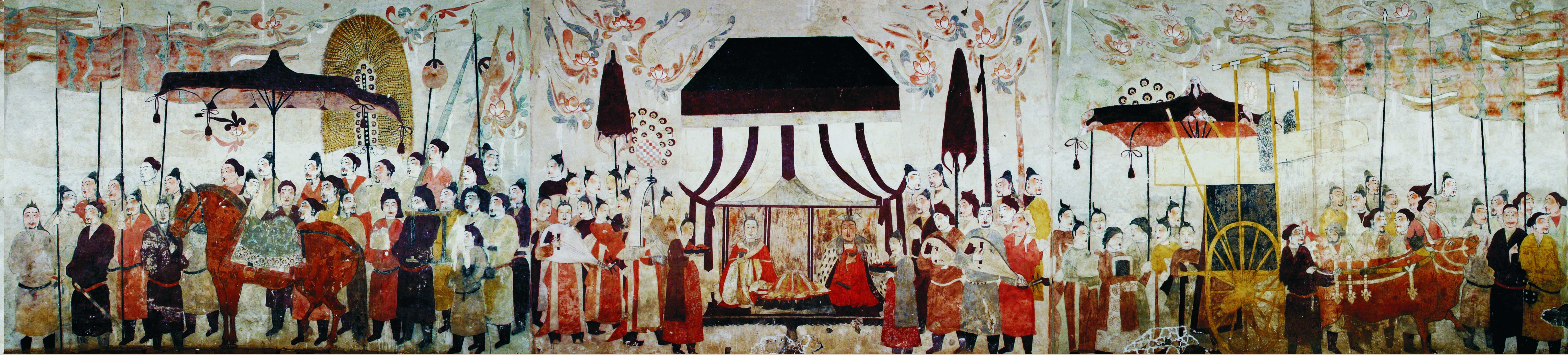 這是徐顯秀墓室壁畫展開圖。太原北齊壁畫博物館供圖