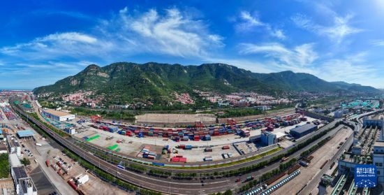 這是6月26日拍攝的中哈連云港物流合作基地（無人機照片）。新華社記者 季春鵬 攝