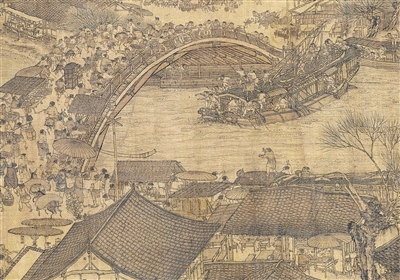 中國畫《清明上河圖》（局部），作者為北宋張擇端。 故宮博物院藏