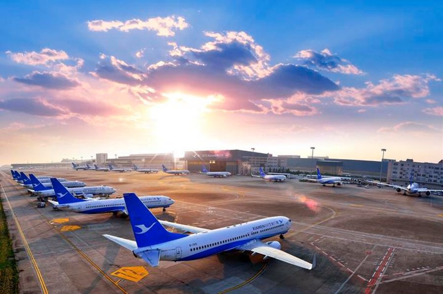 這是如今廈門航空的機隊照片。（廈門航空有限公司供圖）
