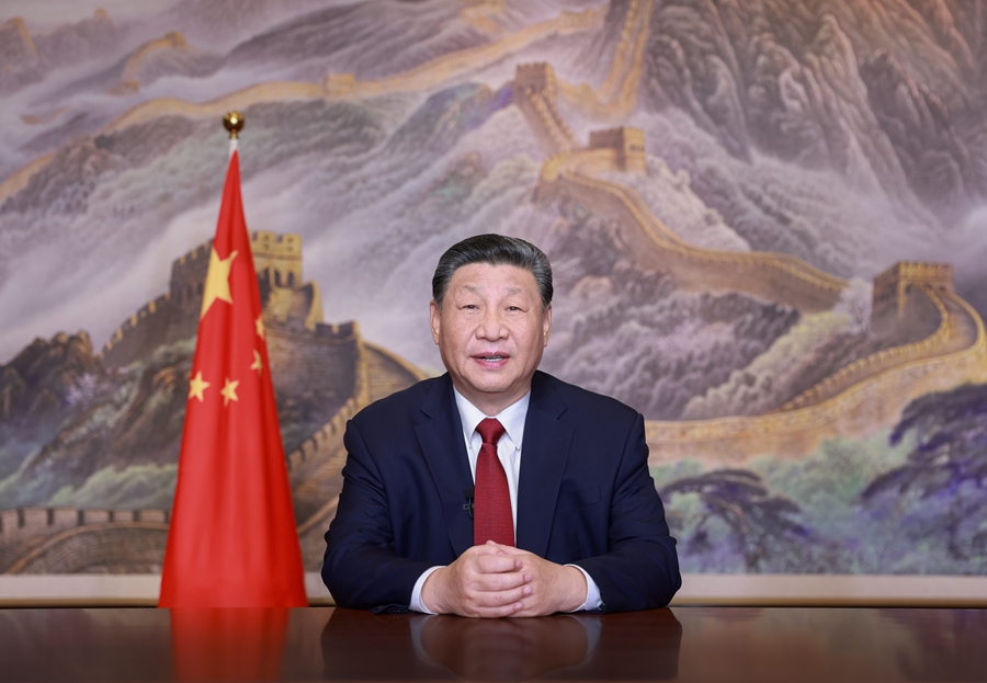 新年前夕，國家主席習(xí)近平發(fā)表二〇二五年新年賀詞。新華社記者 鞠鵬 攝