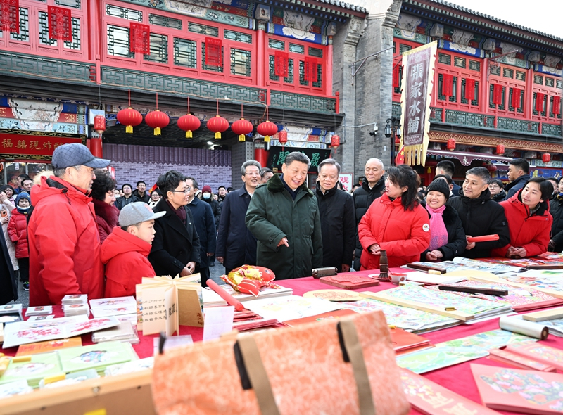2024年2月1日，習近平總書記在天津古文化街考察。
