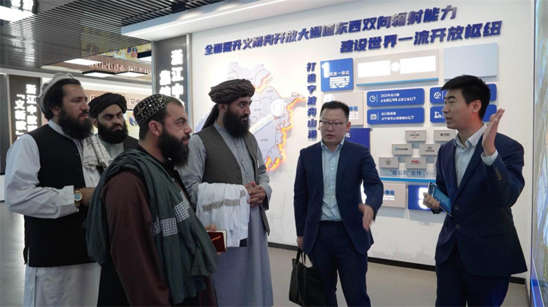 代表團(tuán)在義新歐班列始發(fā)站參觀。CGTN記者 楊剛攝