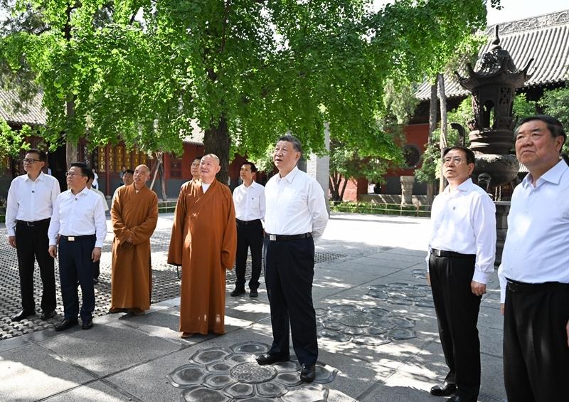 △2025年5月19日，習(xí)近平總書(shū)記在河南洛陽(yáng)白馬寺考察。